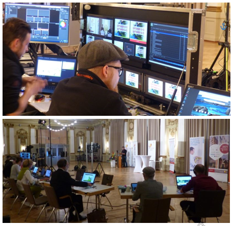 The studio in the Historic Town Hall in Wuppertal, where the Passive House Institute moderated the 25th International Passive House Conference, the presentation of the Passive House Award 2021 and the jubilee celebrations © Passivhaus Institut Studio_Stadthalle.PNG